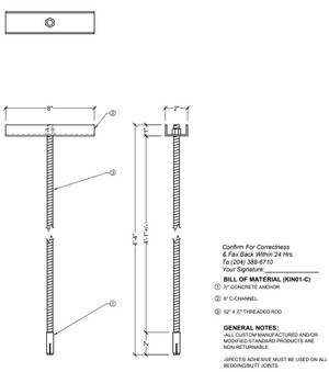 Newel Post Anchor Hardware Kit for Concrete Applications KIN 01-C