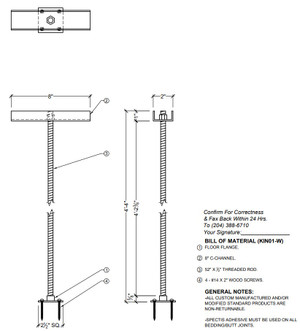 KIN 01-W Wood Newel Post Anchor Hardware Kit