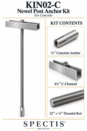 KIN02-C Newel Post Anchor Kit for Concrete – 4¼″ C-Channel