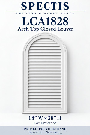 Polyurethane Arch Top Closed Louver, 18 in W x 28 in H