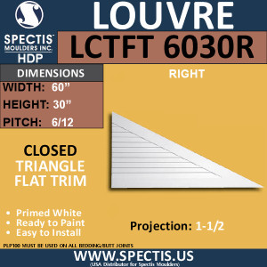 LCT6030R Triangle Gable Louver Vent - Closed - 60 x 30 Right
