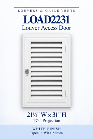 LOAD2231 Rectangular Louver Access Door — 21 1/2″ W × 31″ H — White