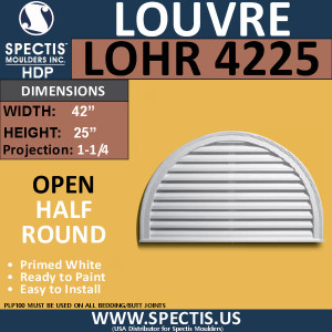 LOHR4225 Half Round Gable Louver Vent - Open - 42 x 25