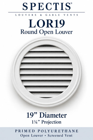 LOR19 Round Open Louver — 19″ W × 19″ H × 1¼″ projection — screened vent