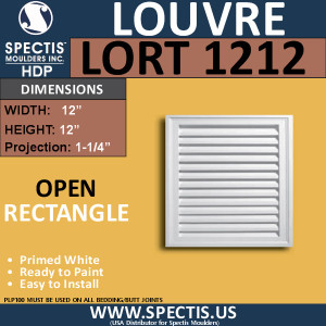 LORT1212 Rectangle Gable Louver Vent - Open - 12" x 12"