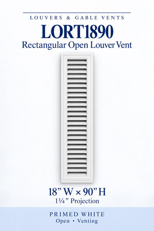 LORT1890 Rectangular Open Louver Vent — 18″ W × 90″ H — Polyurethane