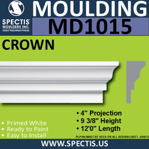 MD1015 Spectis Crown Molding Trim 4 1/4"P x 9 3/8"H x 144"L