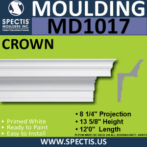 MD1017 Spectis Boxed Crown Molding Trim 8 1/4"P x 13 5/8"H x 144"L