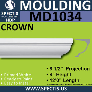 MD1034 Spectis Crown Molding Trim 6 1/2"P x 8"H x 144"L