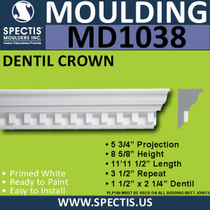 MD1038 Spectis Crown Molding Trim 5 3/4"P x 8 5/8"H x 144"L