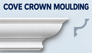 MD1067 Cove Crown Moulding — Polyurethane — 4⅞″ P × 5¾″ H × 12′ L — moulding and grey side profile