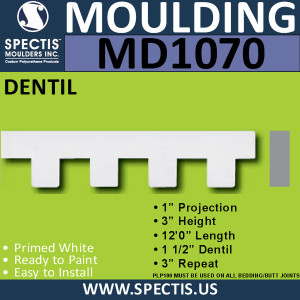 MD1070 Spectis Molding Dentil Trim 1"P x 3"H x 144"L