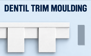 MD1092 Dentil Trim Moulding — Polyurethane — 1½″ P × 4½″ H × 11′8″ L — moulding and grey side profile