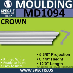 MD1094 Spectis Crown Molding Trim 5 3/8"P x 8 1/8"H x 144"L