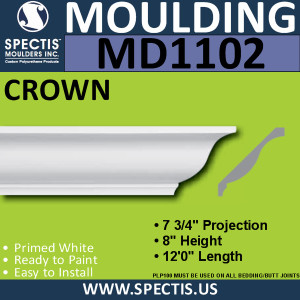 MD1102 Spectis Crown Molding Trim 7 3/4"P x 8"H x 144"L