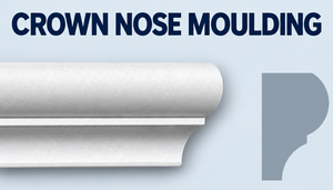 MD1103 Spectis Crown Nose Moulding 1½″P x 2⅜″H x 12′L — moulding and CAD-derived grey side profile