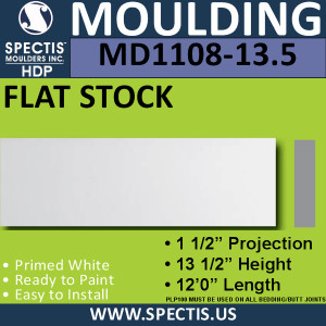 MD1108-13.5 Spectis 1-1/2" Flat Trim 1 1/2"P x 13 1/2"H x 144"L