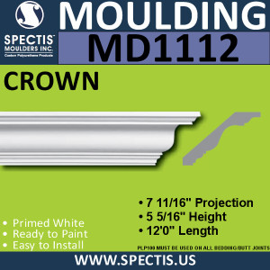 MD1112 Spectis Crown Molding 7 11/16"P x 5 5/16"H x 144"L