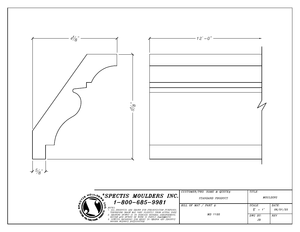 MD1120 Ogee Crown Moulding — Polyurethane — 4⅛″ P × 5⅛″ H × 12′ L - CAD profile drawing