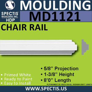 MD1121 Spectis Molding Rail Trim 5/8"P x 1 3/8"H x 96"L