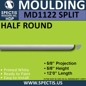 MD1122 SPLIT Spectis Quarter Round Trim 5/8"P x 5/8"H x 96"L