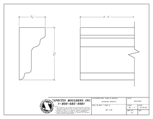 MD1128 Shaped Rail Trim — Polyurethane — ¾″ P × 1½″ H × 8′ L - CAD profile drawing