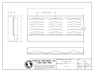 MD1129 Wave-Pattern Casing Trim — Polyurethane — 1½″ P × 6″ H × 5′ L - CAD profile drawing