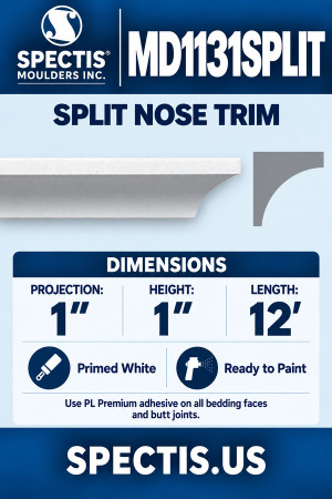 MD1131SPLIT Split Nose Trim — Spectis moulding dimensions and profile