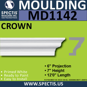 MD1142 Spectis Crown Molding Trim 6"P x 7"H x 144"L