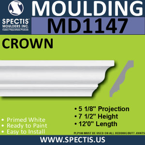 MD1147 Spectis Crown Molding Trim 5 1/8"P x 7 1/2"H x 144"L