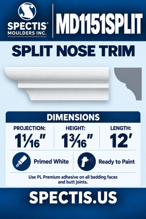 MD1151SPLIT Split Nose Trim — Spectis moulding dimensions and profile