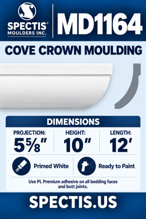 MD1164 Cove Crown Moulding — Spectis moulding dimensions and profile