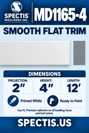MD1165-4 Smooth Flat Trim — Spectis moulding dimensions and profile