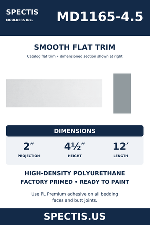 MD1165-4.5 Smooth Flat Trim — dimensions and moulding profile