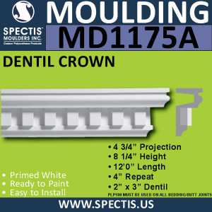 MD1175A Spectis Molding Head Trim 4 3/4"P x 8 1/4"H x 144"L