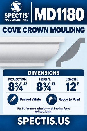 MD1180 Cove Crown Moulding — Spectis moulding dimensions and profile