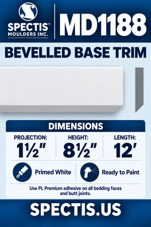 MD1188 Bevelled Base Trim — Spectis moulding dimensions and profile