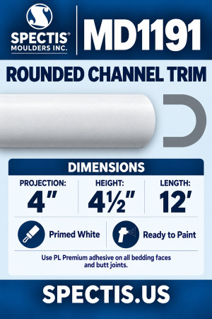 MD1191 Rounded Channel Trim — Spectis moulding dimensions and profile