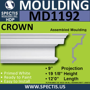 MD1192 Spectis Crown Molding Trim 9"P x 19 1/8"H x 144"L