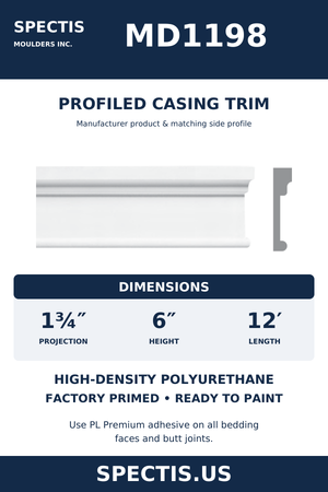 MD1198 Profiled Casing Trim — dimensions and moulding profile