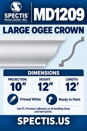 MD1209 Large Ogee Crown — Spectis moulding dimensions and profile