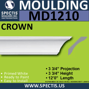 MD1210 Spectis Crown Molding Trim 3 3/4"P x 3 3/4"H x 144"L