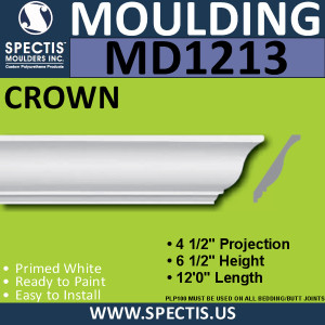 MD1213 Spectis Crown Molding Trim 4 1/2"P x 6 1/2"H x 144"L