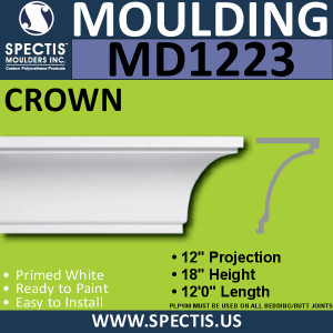 MD1223 Spectis Crown Molding Trim 12"P x 18"H x 144"L