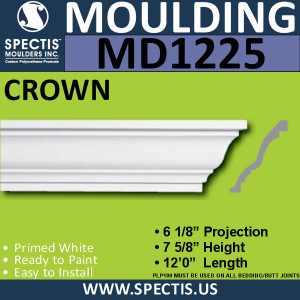 MD1225 Spectis Crown Molding Trim 6 1/8"P x 7 5/8"H x 144"L