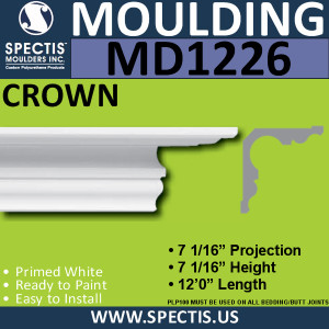 MD1226 Spectis Crown Molding Trim 7 1/16"P x 7 1/16"H x 144"L
