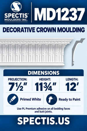 MD1237 Decorative Crown Moulding — Spectis moulding dimensions and profile