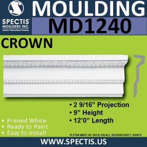 MD1240 Spectis Crown Molding Trim 2 9/16"P x 9"H x 144"L