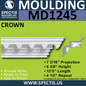 MD1245 Spectis Crown Dentil 7 3/16"P x 6 3/8"H x 11' 6 3/4"L