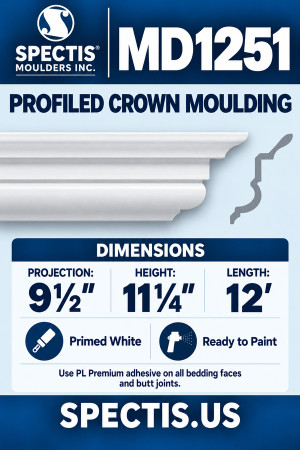 MD1251 Profiled Crown Moulding — Spectis moulding dimensions and profile